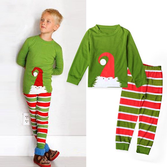 AJIWYH Kids Pajama Pants,Toddler Kids Baby Boys Girls PJ's Pajamas Christmas Santa Sleepwear T-shirt Pants Outfits Clothes Set 6t Boys Clothes Green,6-7 Years