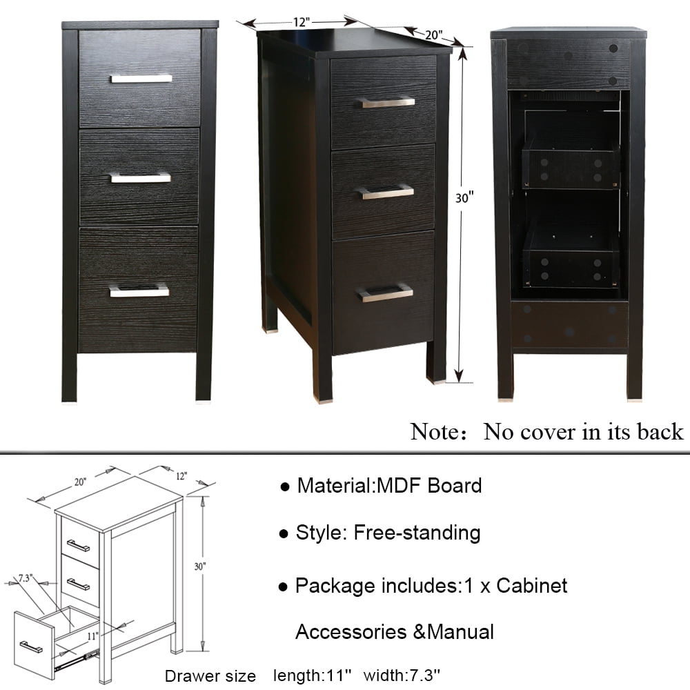 Eclife 36"W x 20"D x 32"H Black Bathroom Vanity Cabinet Sink Combo White Square Tempered Glass Vessel Sink with Side Cabinet with Faucet Drain High Definition Mirror Set