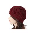 thumbnail image 3 of DLAPL Cotton Crochet Hat Handmade Knit Summer Slouchy Beanie Floral Skull Cap, Solid Burgundy, 3 of 5