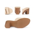 thumbnail image 2 of BLISSFUL STEP Open Toe Platform Block Heel Slides Sandals for Women Beige 9.5, 2 of 7