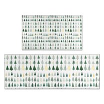 Green Christmas Tree Pattern Kitchen Rugs Sets Of 2,Anti Fatigue Kitchen Mat Rugs Non Slip Washable,Decorative Kitchen Floor Mats for Kitchen,Sink,Laundry,17"x30" 17"x47"