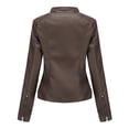 thumbnail image 4 of AZoiNM Women's Slim Fit Motorcycle Jacket PU Leather Stand Collar Zipper Front, 4 of 11