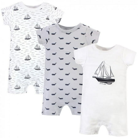 UPC: 0660168526271 | Hudson Baby Infant Boy Cotton Rompers 3pk  Sail The Sea  0-3 Months