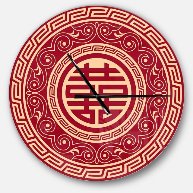 DesignArt Double Happiness Asian Decoration Large Wall Clock