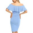 thumbnail image 5 of Ruffle Off Shoulder Fitted Maternity Dress, Ruched Side Bodycon Formal Pregnancy Dress for Baby Shower/Photography, 5 of 5