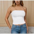 thumbnail image 2 of Frostluinai Women's Tube Tops Strapless Bandeau Off Shoulder Slim Fit Summer Going Out Tank Top Solid Y2K Crop Tanks for Summer, 2 of 7
