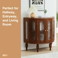 thumbnail image 3 of Wirrytor 31.5" Walnut Half-Moon Accent Storage Cabinet, French Modern Sideboard Buffet with Acrylic Doors for Entryway Hallway Living Room, 3 of 10