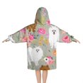thumbnail image 2 of Pomeranian Dog and Flower Floral Blanket Hoodies for Kids 6-13YR Oversize Wearable Blanket Hoodies for Boys Girls Teens, 2 of 7