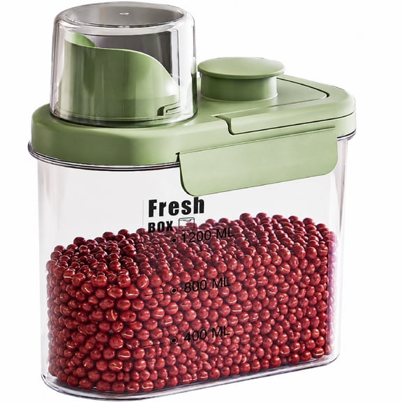Airtight Rice Storage Container with Pour Spout and Measuring Cup, BPA-Free Food Canister, 1600ml