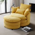 thumbnail image 2 of BUIORD 36"W Swivel Barrel Chair Set, Upholstered Accent Chair with Storage Ottoman, 360° Swivel Chair for Living Room Bedroom, Yellow, 2 of 8