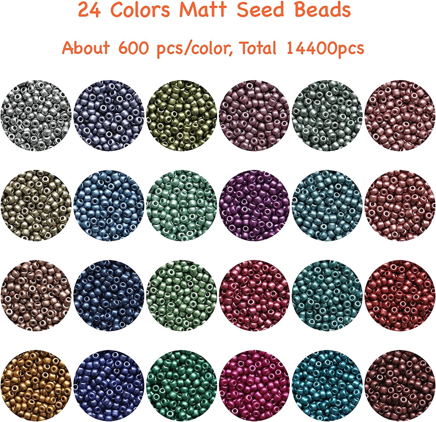 Size 2mm Seed Beads 24 Colors Total 16800 pcs in Box, 12/0 Small Craft Seed Beads for Making Earring Jewelry (700pcs/Color,24 Colors)