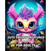 Cute Creepy Creatures Coloring Book For Adults: Mindfulness Colouring Pages, with Fantasy Creatures for Anxiety Relief, (Paperback)