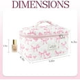 thumbnail image 4 of Bow Makeup Bag Organizer, Travel Makeup Bags for Women, Quilted Cosmetic Bag for Women, Large Travel Toiletry Bag, Cute Makeup Bags for Teen Girls, Cute Toiletry Bag Organizer, 4 of 13