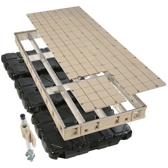 PlayStar Premium 4' x 10' Aluminum Frame Floating Dock with Resin Top & Sidewalls KT 13223