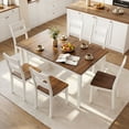 thumbnail image 2 of Gymax 60'' Rectangular Dinner Table w/Solid Rubber Wood Legs for Kitchen Dining Room Brown & White, 2 of 8