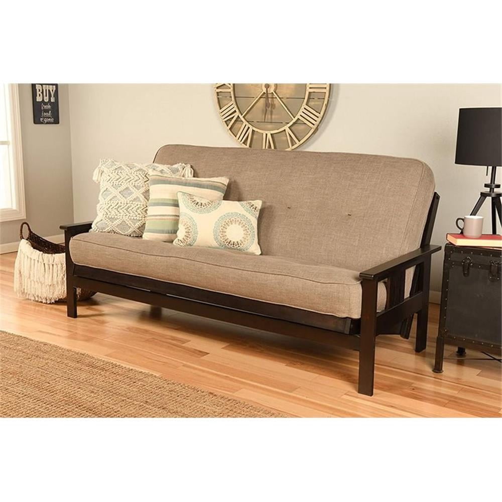Pemberly Row Full-size Linen Fabric Futon Mattress in Stone Gray-Frame Not Included