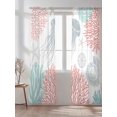 thumbnail image 2 of Sheer Curtains 108 Inches Long 2 Panels Set for Living Room, Jellyfish Coastal Semi Sheer Curtains for Windows, Teal Red Coral Starfish Voile Window Treatments Rod Pocket Curtain, 2 of 7
