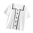 thumbnail image 3 of Camiseta de mujer Blusa de solapa frontal con botones Camiseta suelta de manga corta para niña, Blanco sidaley AP001518-03B, 3 of 7