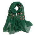 thumbnail image 2 of FKMJH Women's Floral Embroidery Chiffon Scarf Lightweight Thin Sheer Shawl Wrap Large Summer Spring Fashion Scarves Neck Head Scarf Travel Sun Protection Gift, 2 of 3