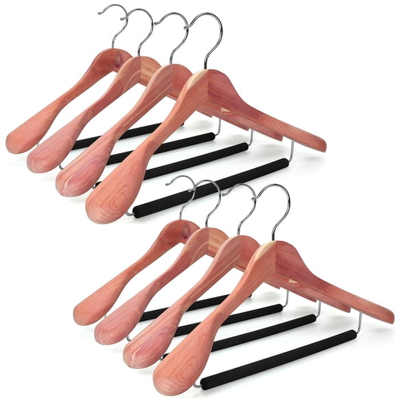Perchas de madera TOPIA HANGER de cedro, hombros anchos, paquete de 8