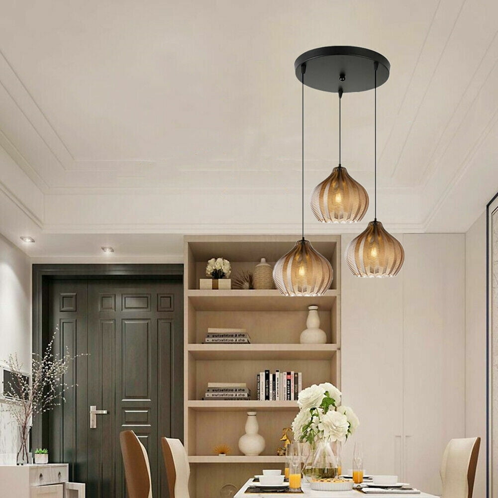 AFANQI 3-Light Glass Pendant Light, Classic Cluster Chandelier,Black Hanging Lighting Fixture for Kitchen Island, Dinning Room, Bar, Café