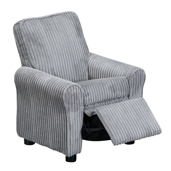 Olive & Opie Jordan Kids/Toddler Recliner Chair - Push Back Lounge Sofa for Boys & Girls Age 3 , Soft Gray Cords