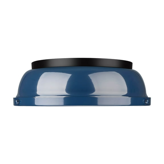 Yep by Golden Lighting Duncan 2-light Flush Mount in Matte Black and Navy Blue shade
