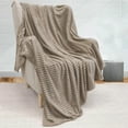 thumbnail image 3 of Lightweight Flannel Fleece Throw Blanket for Couch 60"x80" (Taupe), 3 of 4