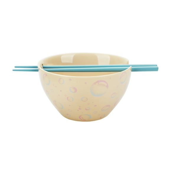 Disney Stitch Boba Tea 20 Oz Tan Ramen Bowl With Chopsticks