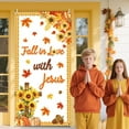 thumbnail image 4 of Fall in Love with Jesus Door Cover Sunflower Pumpkin Thanksgiving Door Banner Fall Bulletin Board Decorations Christian Religious Decoration Indoor Outdoor Decor Bulletin Board Set 35.4 x 70.8 Inch, 4 of 6