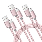 for iPhone 17 16 Pro Max Charger Cord USB to USB C Cable Type Charging Power Cord Apple 17e 15 iPad 10 Air 4 5 Samsung Galaxy S26 S25 S24 S23 Pink 3Pack 3.3/6.6/10FT(1/2/3M)