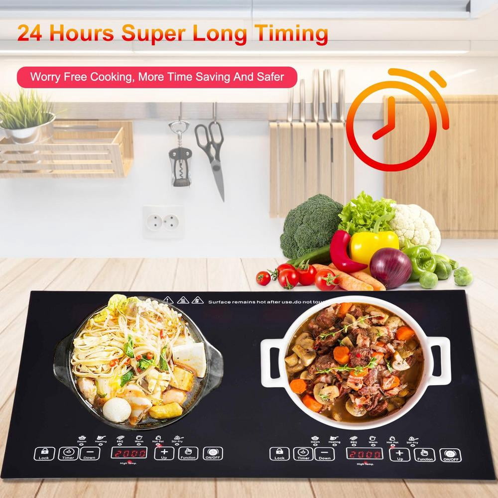 PWTOOL Ceramic Cooktop Double-Head 110 Volt Kitchen Stove High-Power Countertop Electric Cooking Stove for High-Temperature Cookware richly