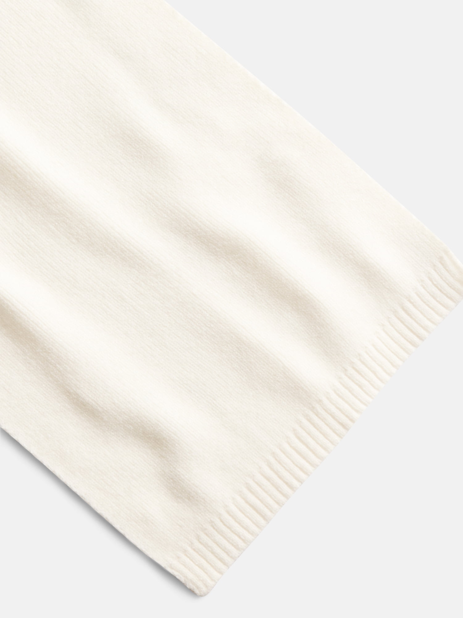 Scenario Women's Knit Oblong Scarf with Ribbed Trim, Winter White
