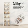 thumbnail image 4 of Pack of 12 Shoe Containers, Transparent Stackable Plastic, Shoe Rack, Wardrobe Shoe Organizer (Black) Medium, 4 of 8