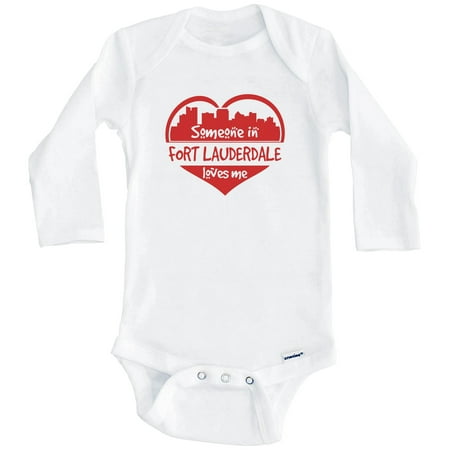 

Someone in Fort Lauderdale Loves Me Fort Lauderdale Florida Skyline Heart One Piece Baby Bodysuit (Long Sleeve) 6-9 Months White