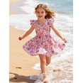 thumbnail image 2 of Lanbubble Toddler Girls Dress Summer Casual Sundress Ruffle Flutter Sleeveless Dinosaur Dresses 5-6 Years, 2 of 6