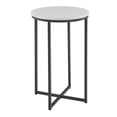 thumbnail image 4 of Walker Edison Modern Glam Round End Table, Faux White Marble and Black, 4 of 9
