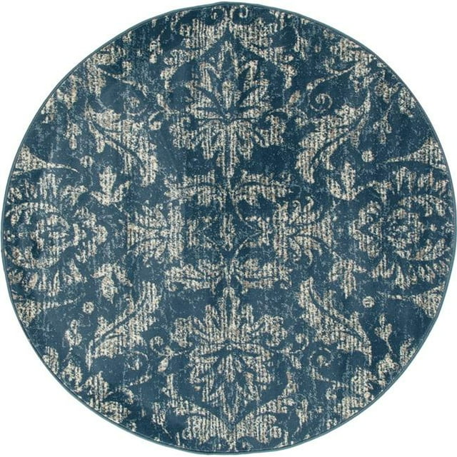 Art Carpet 841864103465 5 ft. Arabella Collection Arabesque Woven Round Area Rug, Blue