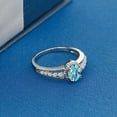thumbnail image 3 of Gem Stone King 925 Sterling Silver Blue Zircon and White Topaz Ring for Women | 1.41 Cttw | Oval 7X5MM | Gemstone Birthstone, Available in Size 5, 6, 7, 8, 9), 3 of 4