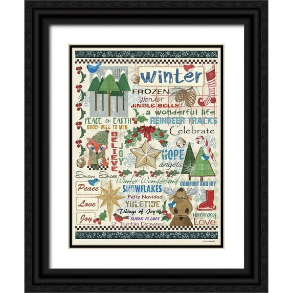 Phillips, Anita 12x14 Black Ornate Wood Framed with Double Matting Museum Art Print Titled - Winter Sampler