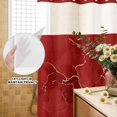thumbnail image 2 of No Hook Shower Curtain with Built-in Rings - Red WatercolorTextured Washable Waterproof Fabric Bathroom Curtains for Hotel,Rentals, 66 X 72 Inch Long , Abstract Gold Fluid Line Minimalist, 2 of 9