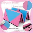 thumbnail image 6 of Costway Folding Gymnastics Mat 8' x 4' x 2'' PU Leather Tumbling Exercise Mat Yoga Gym Pink+Blue, 6 of 10