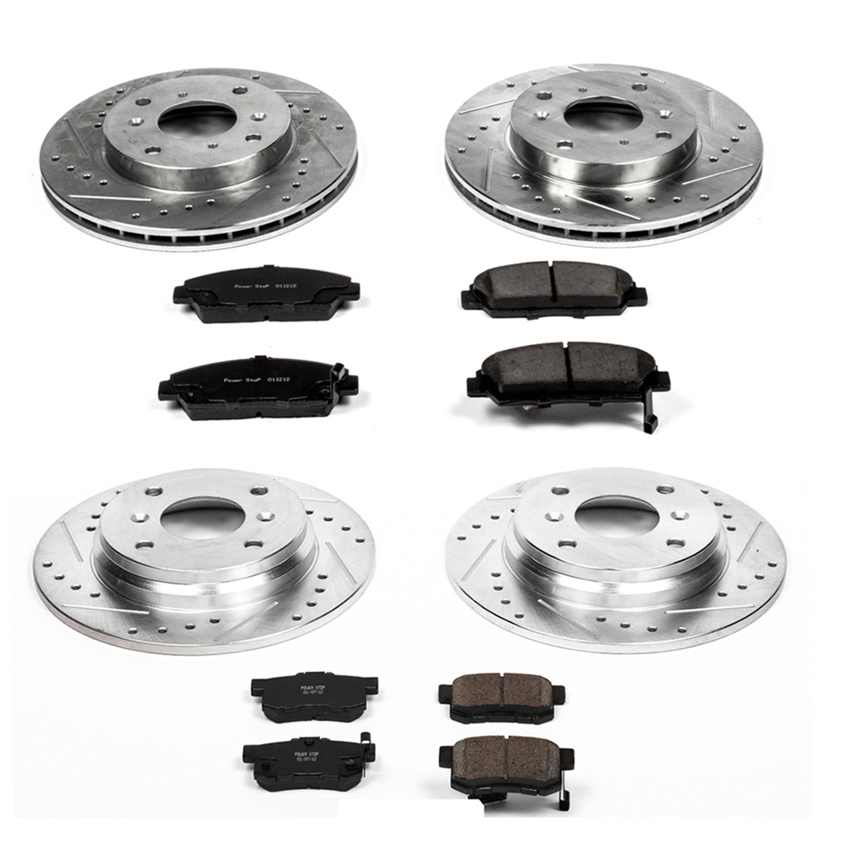 Power Stop Front and Rear Brake Kit with Drilled & Slotted Rotors and Ceramic Brake Pads K1034