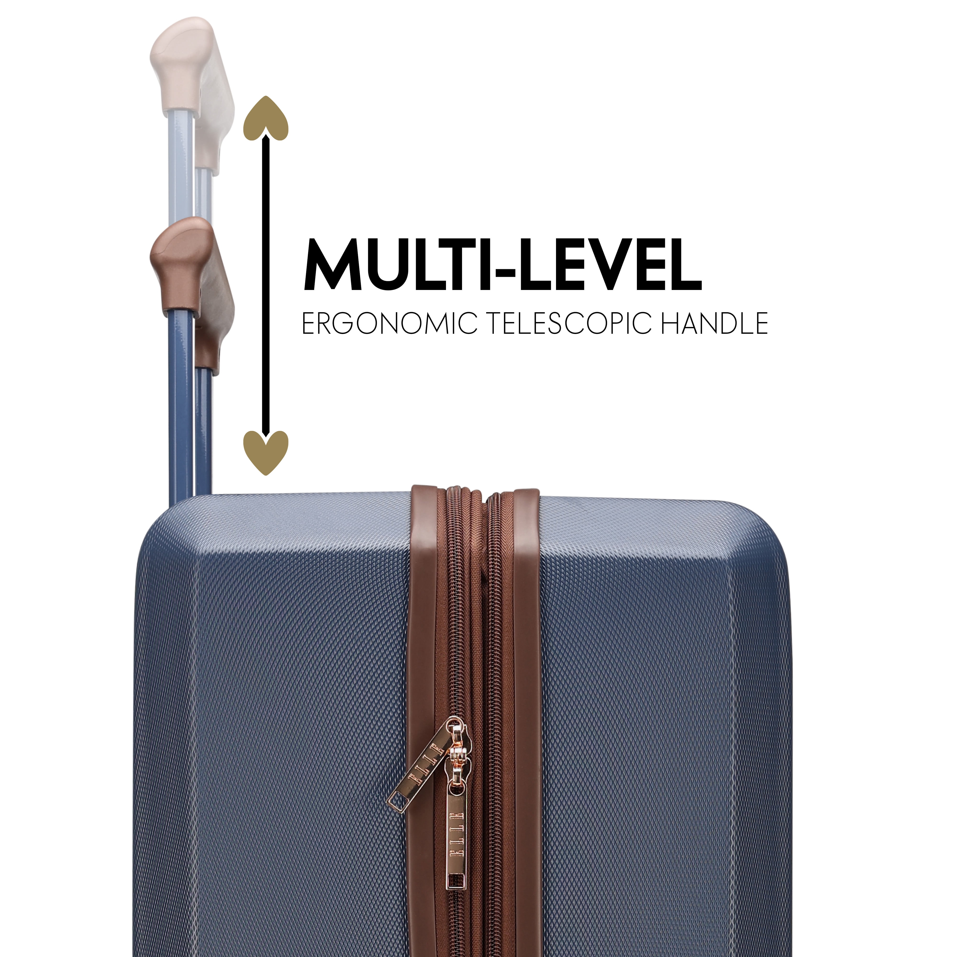 ELLE Luxe Journey 3 Piece Expandable Retro Spinner Luggage Set | Navy