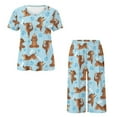 thumbnail image 5 of DISNIMO Dachshund Printed Women's Pajama Sets, Dog Paw Printed Sleepwear Soft 2 Piece Pjs Set Short Sleeve Tops and Capri Pant Lounge, L, 5 of 7