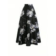 thumbnail image 2 of MORTTIC Elegant Women's Boho Floral Print High-Waisted A-Line Maxi Skirt Flared Long Skirt, S, 2 of 5