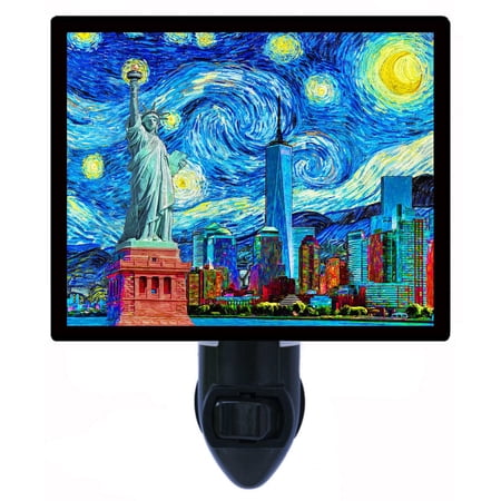 Night Light - Statue of Liberty Starry Night. | Van Gogh Theme Includes Free Switchable Insert 4W Bulb E12 Base