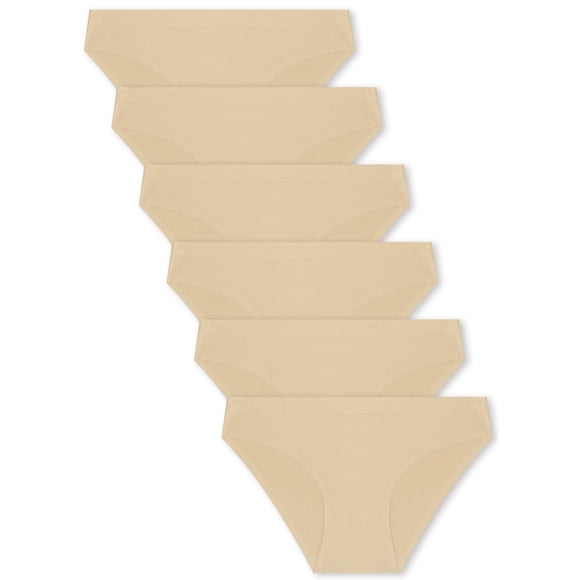 Ropa interior hipster sin costuras FINETOO, paquete de 6 unidades, para mujer, color beige