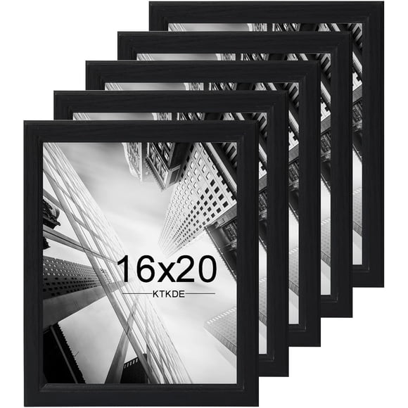 KTKDE 16x20 Picture Frame Set of 5,Studio Gallery 16 by 20 Poster Frame Black Wooden, Large Frame for Photos, Posters & Art Prints best gift