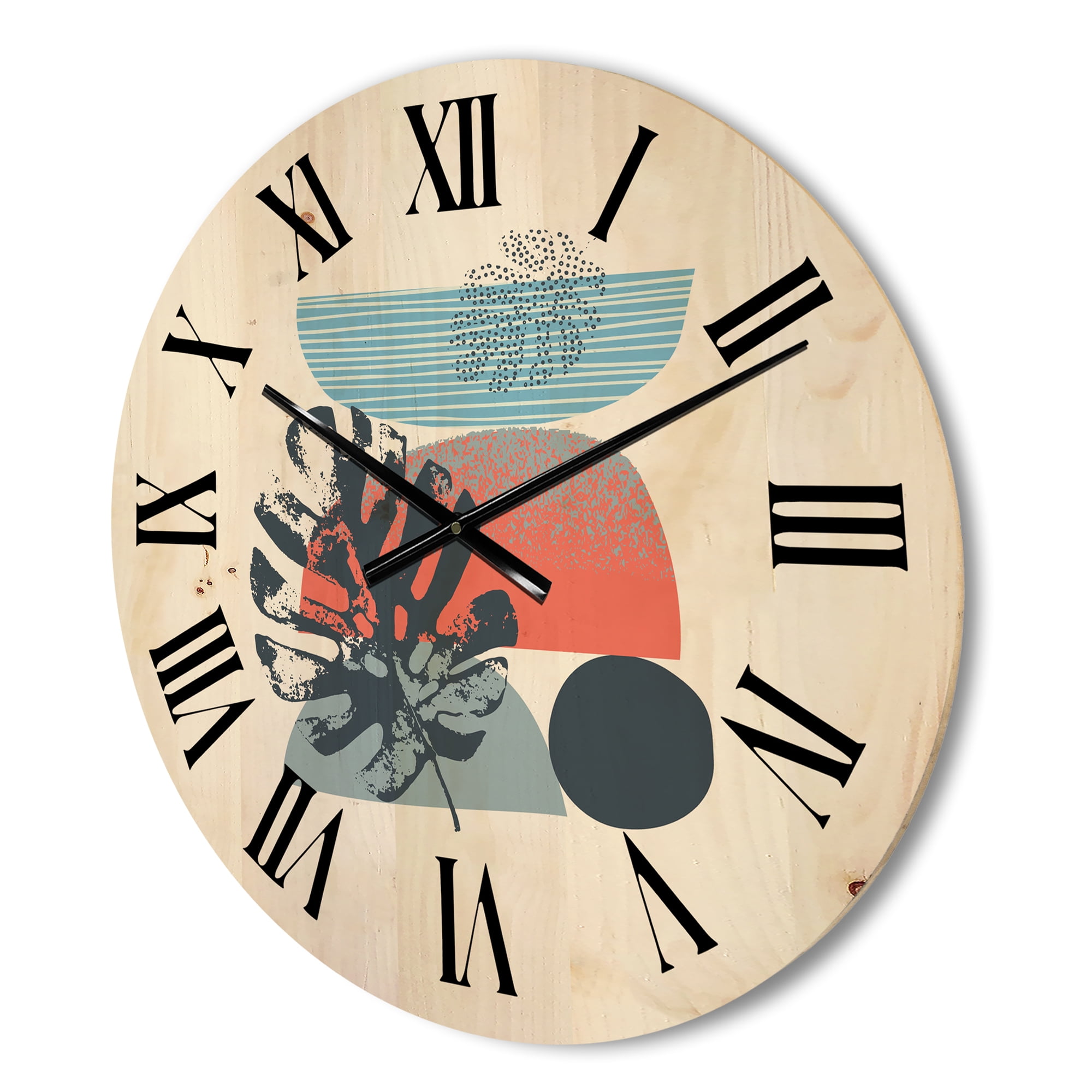 Designart 'Abstract Colorful Geometric Art Collage IV' Modern Wood Wall Clock